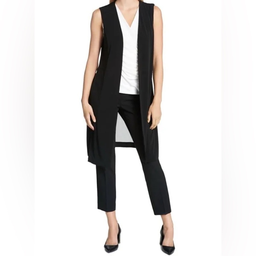 Black Sleeveless Open Front Vest